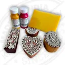 Wooden Printing Blocks with Printing Colours | Deep Carved Stamps & Long Lasting Colours
