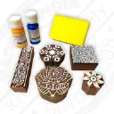 Wooden Printing Blocks with Printing Colours | Deep Carved Stamps & Long Lasting Colours