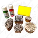 Wooden Printing Blocks with Printing Colours | Deep Carved Stamps & Long Lasting Colours