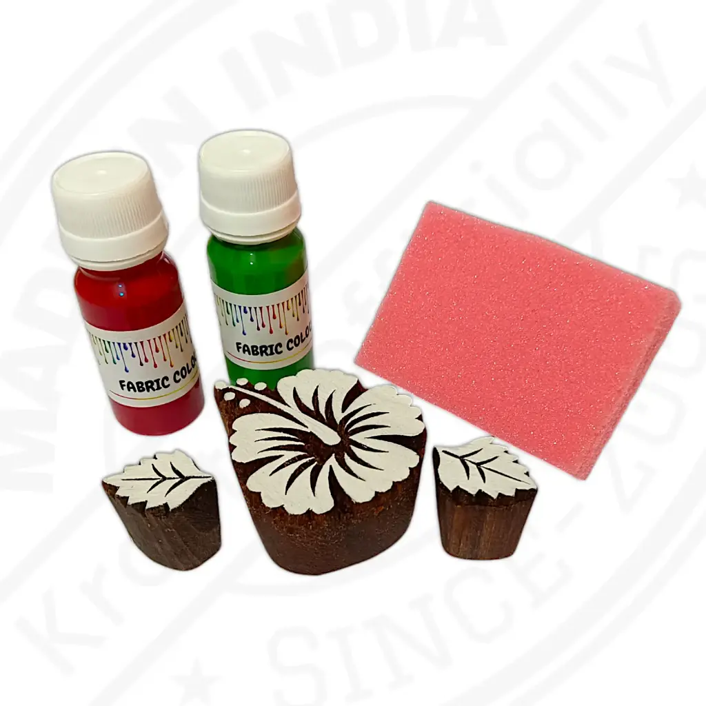 Wooden Printing Blocks with Printing Colours | Deep Carved Stamps & Long Lasting Colours