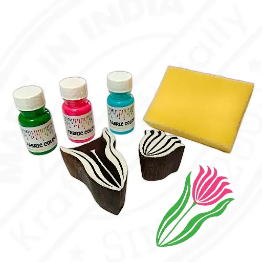 Wooden Printing Blocks with Printing Colours | Deep Carved Stamps & Long Lasting Colours