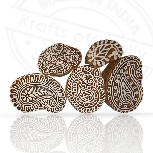 Paisley Wooden Printing Blocks| Deep Carved Stamps (Set of 5)