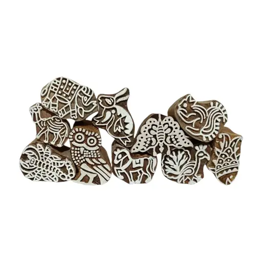 Animals Wooden Printing Blocks| Deep Carved Stamps (Set of 10)