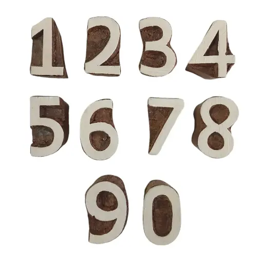 Numbers Deep Carved Wooden Stamps ( set of 10 )